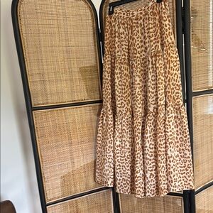Ulla Johnson Leopard Print Maxi Skirt in Brown and Cream